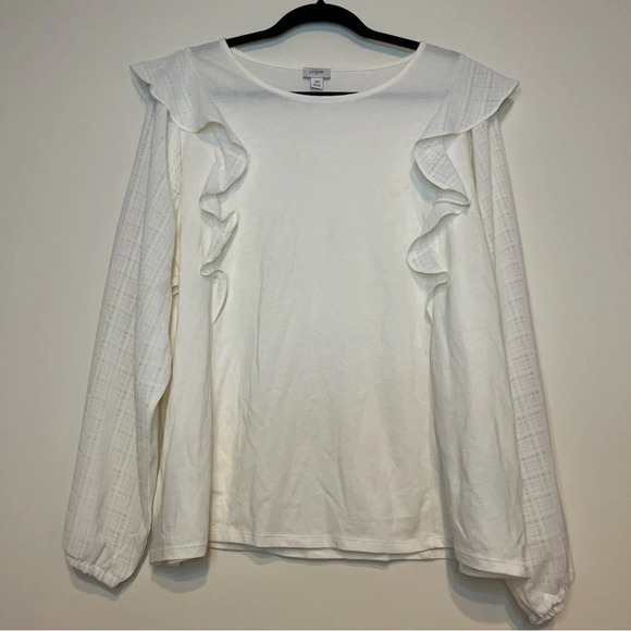 J CREW Factory Set of 2 NWOT Ruffle Shoulder Longsleeve Blouses - Picture 9 of 14